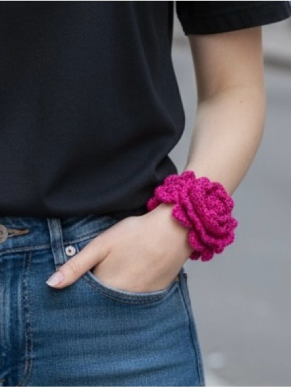 Handmade purple Rose Crochet Bracelet-necklace